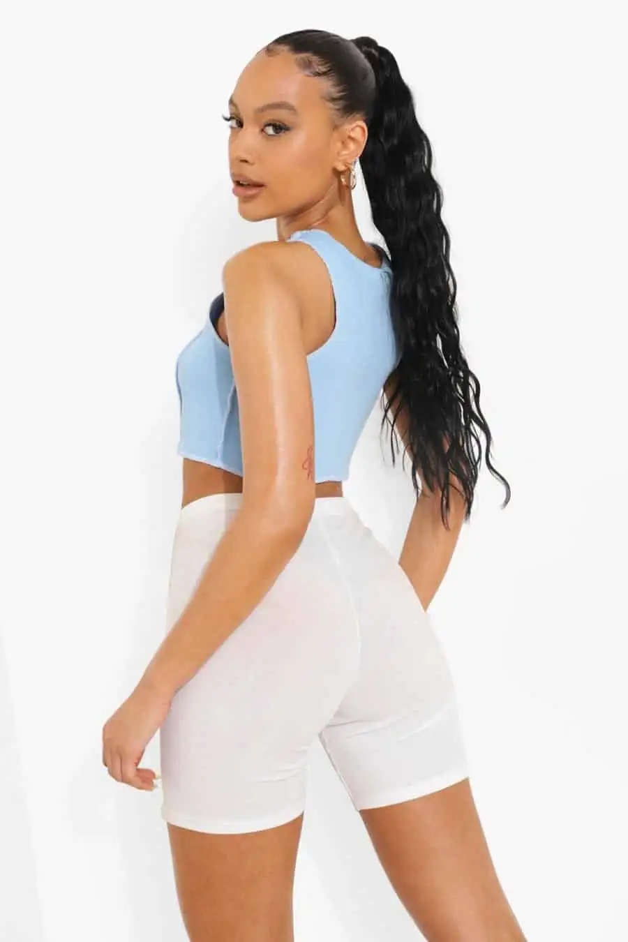 SEAM DETAIL LACE UP TOP - Image 1