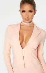 Blush Long Sleeve Sorset Detail Blazer Dress:14 - Image 2
