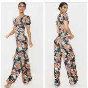 Prettylittlething floral jumpsuit