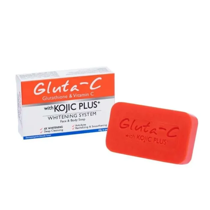Gluta C Face and Body Soap with Kojic Plus Whitening System Actual Product e1689228292136.jpg