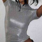 SHEIN Mock neck glitter tee