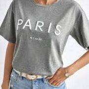SHEIN Frenchy letter embroidery drop shoulder tee