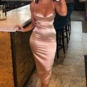 Femme Luxe Satin Cowl Neckline Maxi Dress