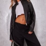 Pretty Little Thing Faux Leather Biker Jacket