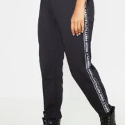 Pretty Little Thing Black Tape Cuff Jogger