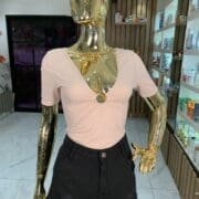 V neck short sleeve bodysuit