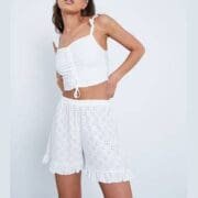 I Saw It First White Broderie Anglaise Flippy Short