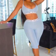 Pretty Little Thing Pale Blue Bralet and Crop Legging Set