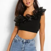 NastyGal Fancy Extra Organza One Shoulder Top