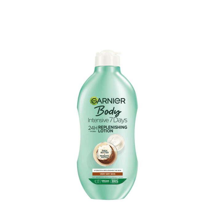 garnier body lotion intensive 7 days 24h hydra replenishing with shea butter probiotic for very dry skin 400 ml