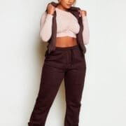 Hidden Fashion Recylcled Chocolate Brown Pocket Thigh Casual Joggers