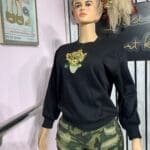 Zara Black Oversized Floral Print Sweatshirt