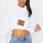 Prettylittlething. Pocket Toggle Crop Hoodie