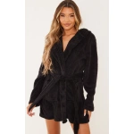 Prettylittlething Black Fluffy Dressing Gown