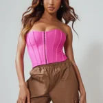 Prettylittlething Hot Pink Bandage Hook And Eye Structured Corset
