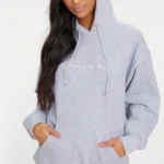 Prettylittlething Grey Marl Oversized Sweat Hoodie