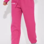 Hot Pink Prettylittlething Slogan Embroidery Jogger