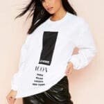 Austyn White Slogan Femme Icon Oversized Sweatshirt