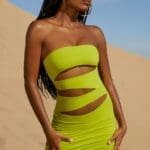 Martinez Strapless Cut Out Mini Dress in Lime | Oh Polly