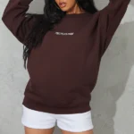 PRETTYLITTLETHING Chocolate Embroidered Lounge Sweatshirt
