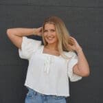 Krista Puff Sleeve Top-White