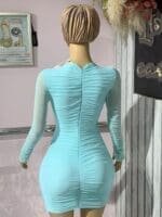 Nara Long Sleeve Cut Out Mini Dress in Aqua | Oh Polly - Image 3