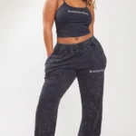 Prettylittlething Recycled Shape Charcoal Double Waist Band Joggers