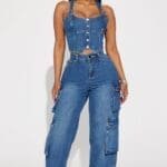 Fashionnova Kenny Cargo Jeans -Light Blue Wash