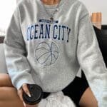Letter Graphic Drop Shoulder Pullover(Ocean city)