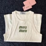 MIU MIU Beaded -Logo tank Crop Top