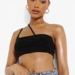 Boohoo Cross Strap Detail Double Layer Crop Top