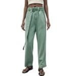 ZARA Pant And Jumpsuits High-rise Green Pants Withcontrastin