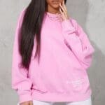 Prettylittlething Small Print Slogan Washed Sweatshirt