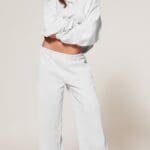 Prettylittlething Ash Grey Medium Wide Leg Jogger With Sweatshirt Tracksuit