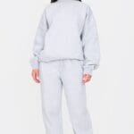 Prettylittlething Ash Grey Small Wide Leg Jogger With Sweatshirt Tracksuit