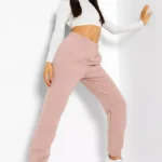 Boohoo High Waist Casual Jogger Dusky Pink