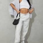 Prettylittlething Ash Grey Waistband And Logo Joggers