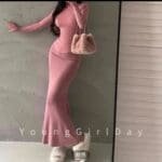 Fishtail Fit Ribbed Midi Skirt