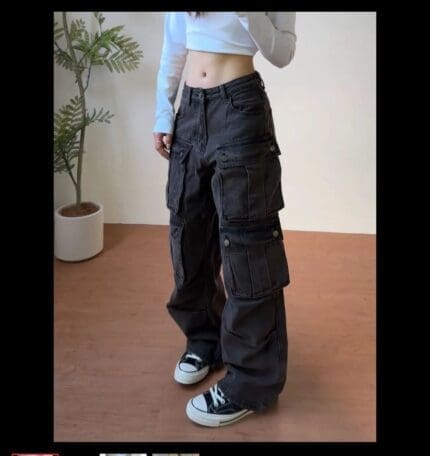Deep Blue Denim Boyfriend Cargo Jeans
