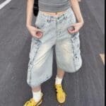 Loose Fit Denim Capri