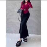 Curve Hugger Ribbed Skirt