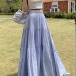 Airy High Waist A Line Maxi Skirt