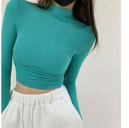 Snatched High Neck Ribbed Crop Top