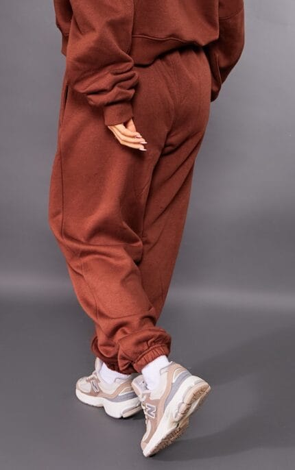 Prettylittlething Brown Washed High Waist Joggers