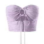 Drawstring Tie Front Crop Tube Top