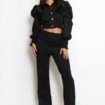 Crop Top And Flare Trouser Set