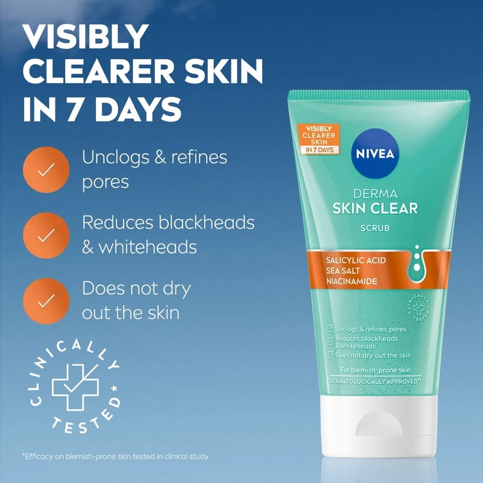 ae5f4a8709354a088a6259a528cbf56e-screen Nivea Derma Skin Clear Scrub Salicylic Acid Sea Salt Niacinamide - Image 1