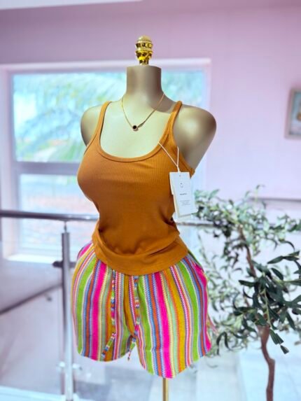 Pastel Wave Shorts – Striped Oversized Fit