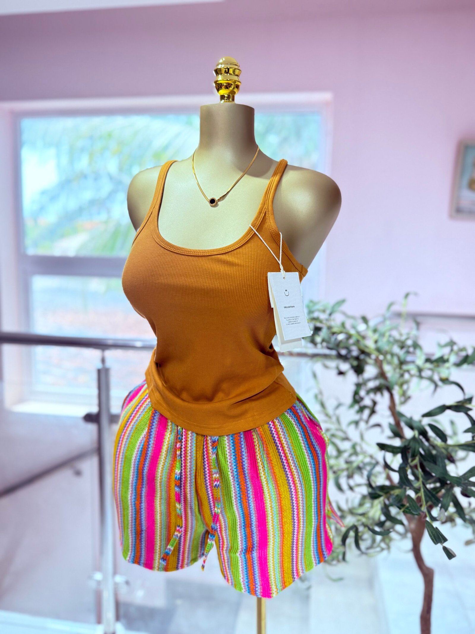 IMG_0015 Pastel Wave Shorts – Striped Oversized Fit - Image 1