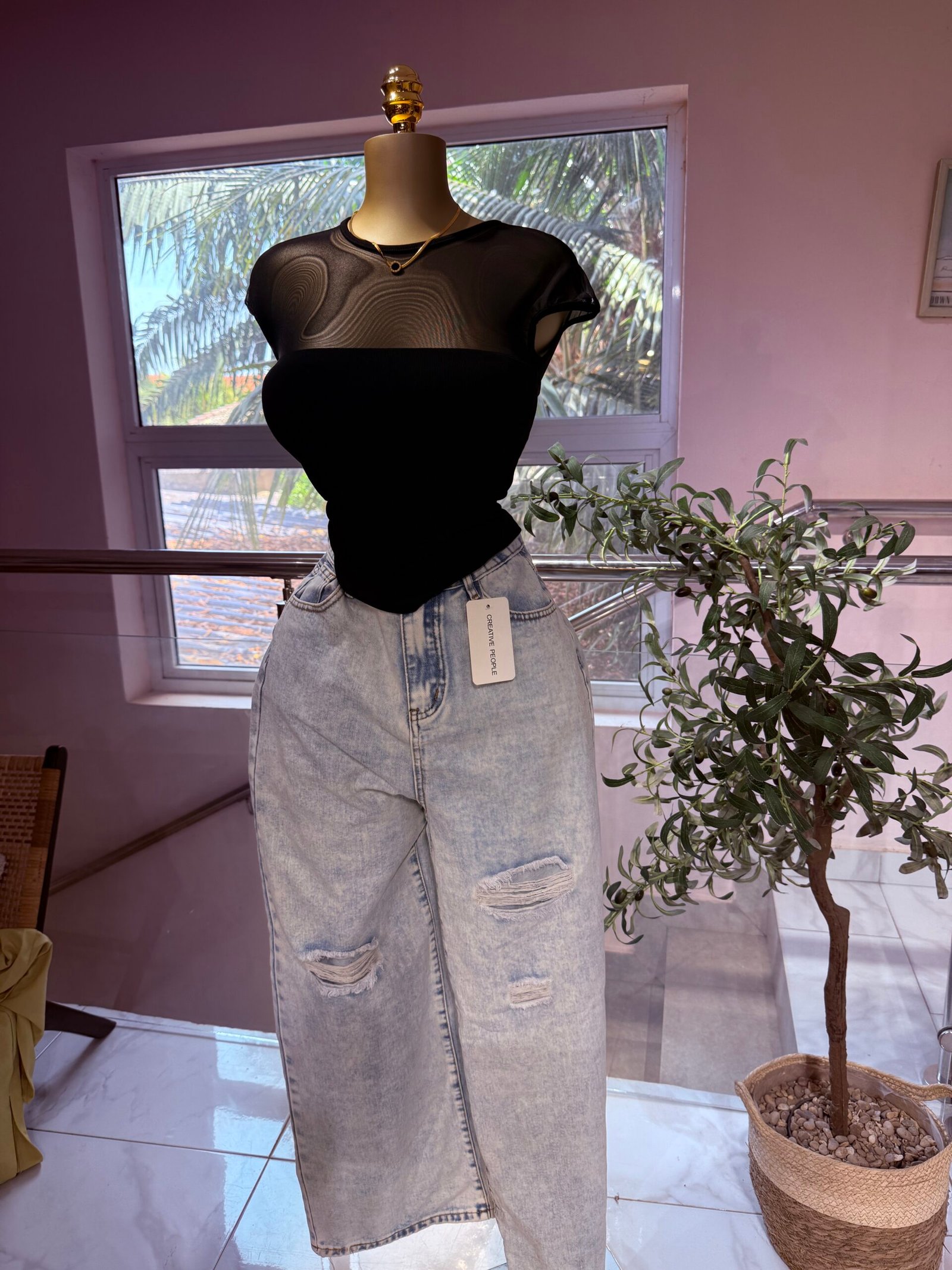 IMG_0022 Mesh Splice Tee with Padded Chest – Blush Pink / Almond - Image 1